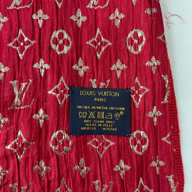 Louis Vuitton Red Reversible Silk Wool Scarf - 6