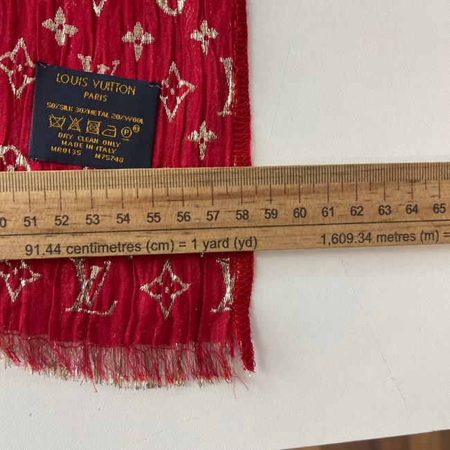 Louis Vuitton Red Reversible Silk Wool Scarf - 7