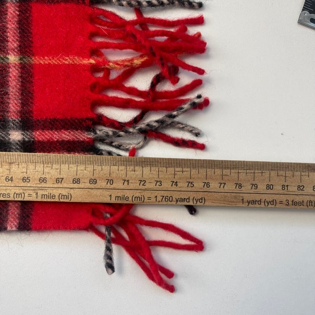 Burberrys Red Plaid 100% Wool Scarf - 8