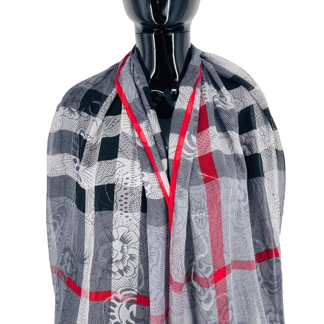 Burberry Grey Printed 100% Silk Scarf - 2