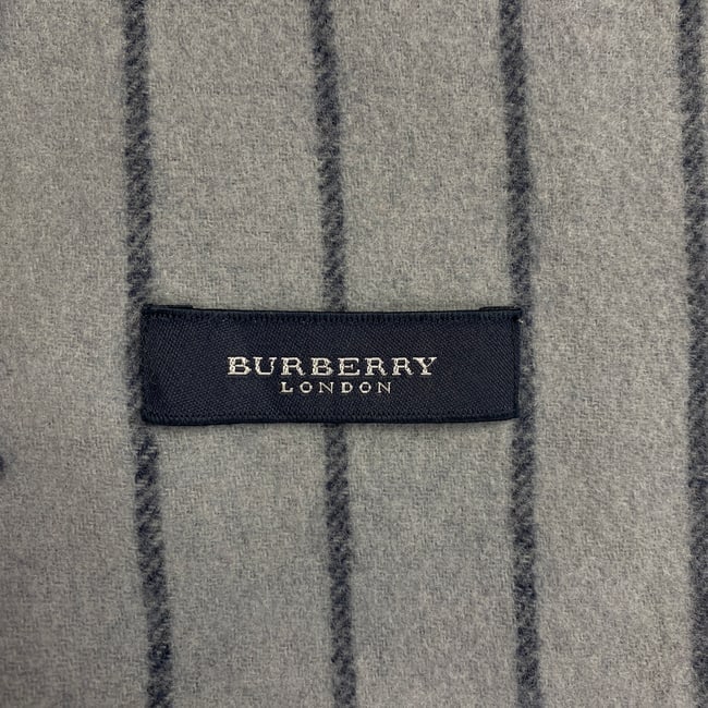 Burberry Navy Blue Plaid 100% Lambswool Scarf - 6