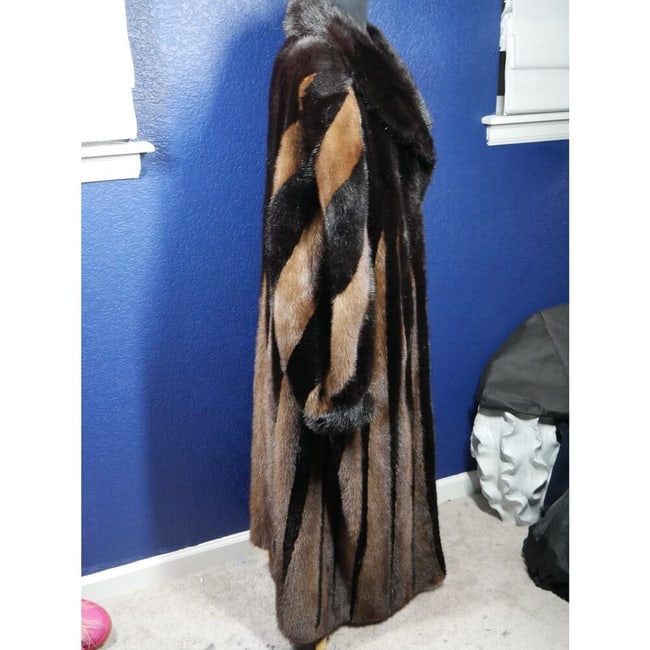 Striking two tone Full Length Mink Fur Coat Jacket XL Plus Unisex - 4