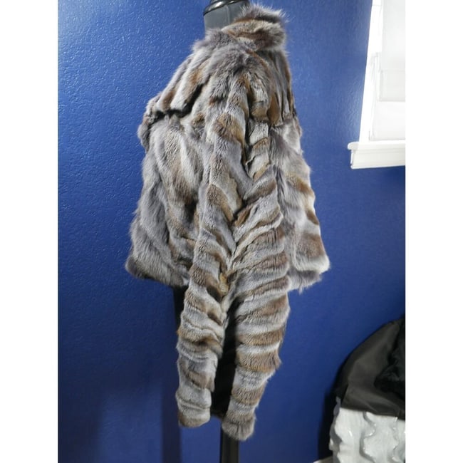 Beautiful BoHo Purple Fox paw Fur reversible Coat Jacket Burning Man - 3