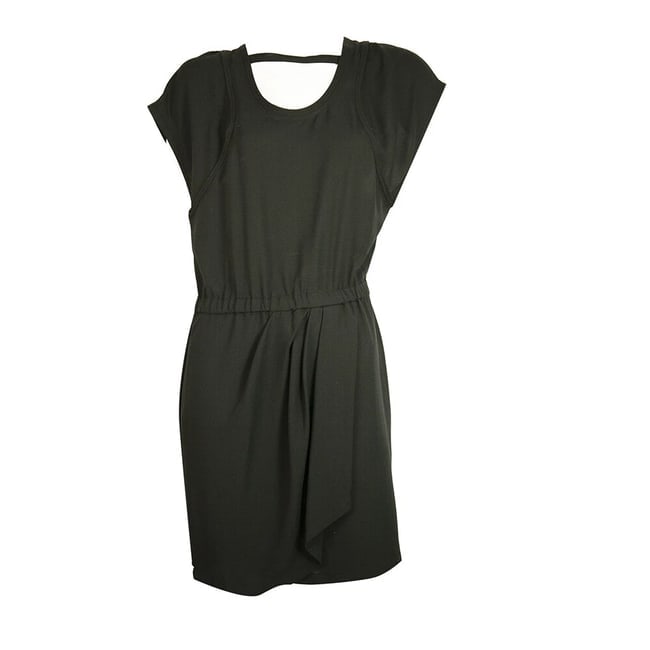 IRO Black Sanyia Cap Sleeves Polyester Jersey Mini Dress size 36 - 6