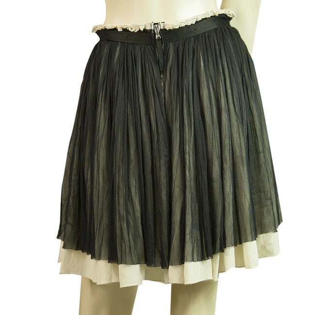 Dolce & Gabbana D&G Black & White Silk Pleated Mini Skirt Size 42 - 2