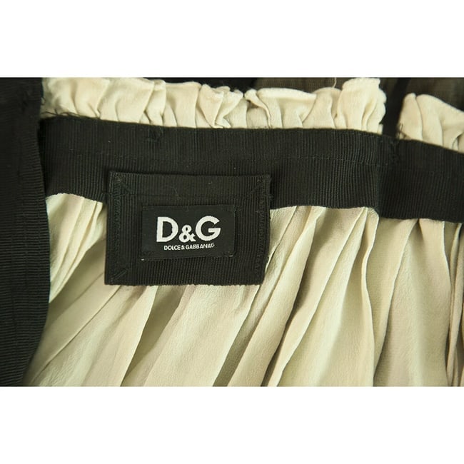 Dolce & Gabbana D&G Black & White Silk Pleated Mini Skirt Size 42 - 3
