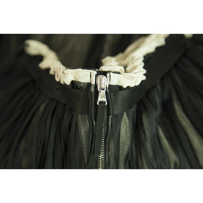 Dolce & Gabbana D&G Black & White Silk Pleated Mini Skirt Size 42 - 5