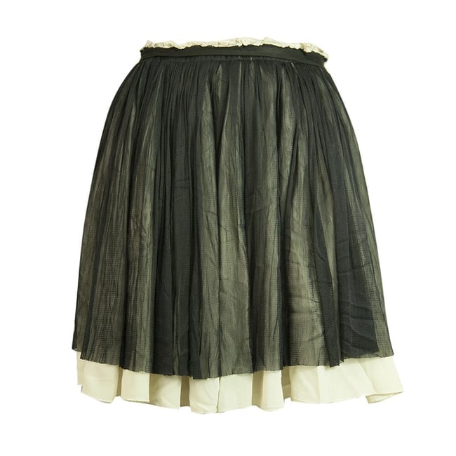 Dolce & Gabbana D&G Black & White Silk Pleated Mini Skirt Size 42 - 6