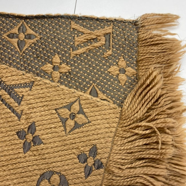 Louis Vuitton Thick Wool & Silk Blend Brown Scarf - 5