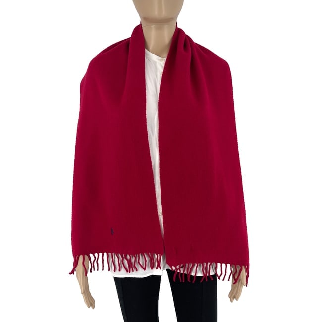 Polo Ralph Lauren Red 100% Wool Scarf (1 of 10)