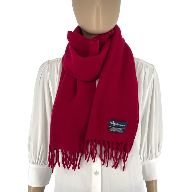 Polo Ralph Lauren Red 100% Wool Scarf - 4