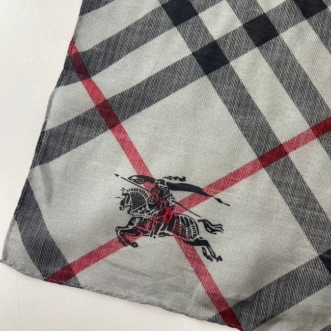 Burberry Grey Plaid 100% Silk Scarf - 5