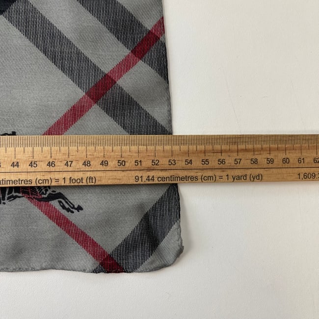 Burberry Grey Plaid 100% Silk Scarf - 6