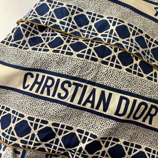 Christian Dior Black Printed 100% Silk Scarf - 5
