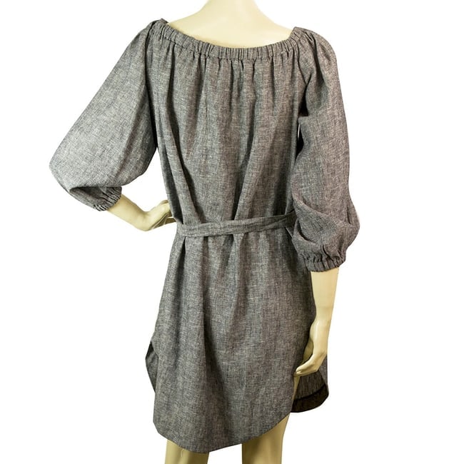KORI Gray Cotton Linen Just Above Knee Length Belted Summer Dress size S - 2