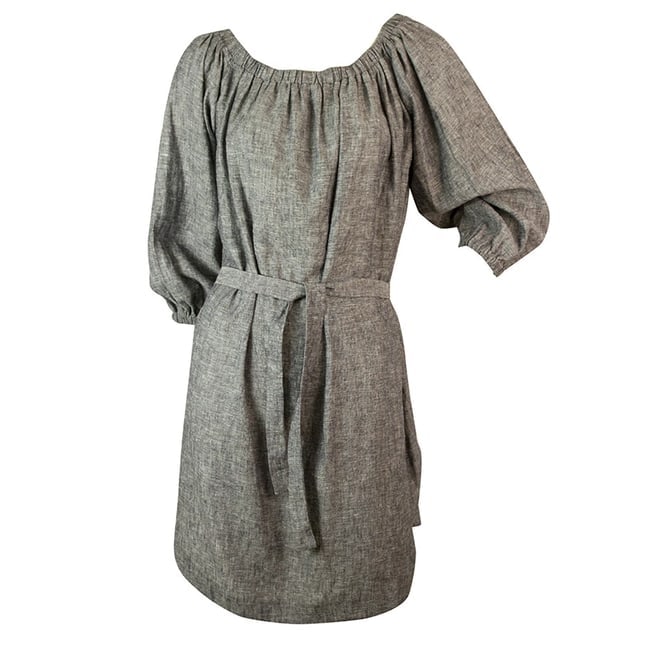 KORI Gray Cotton Linen Just Above Knee Length Belted Summer Dress size S - 8