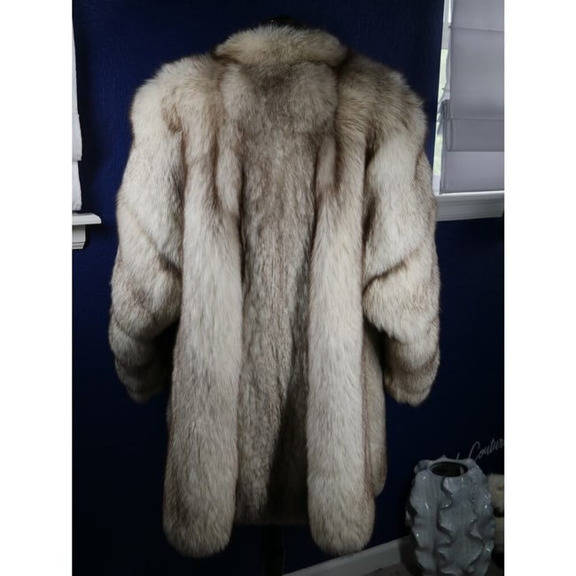 Big Fluffy Blue Fox Fur 3/4 length stroller Coat Jacket - 3