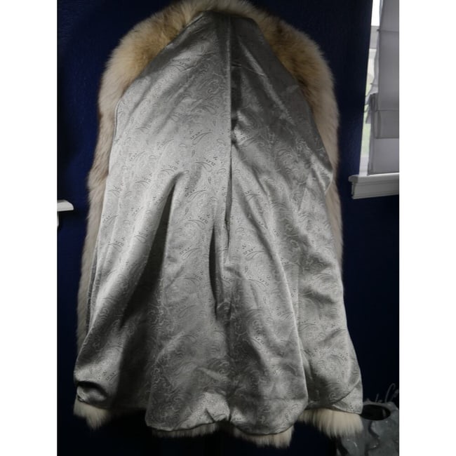 Big Fluffy Blue Fox Fur 3/4 length stroller Coat Jacket - 5