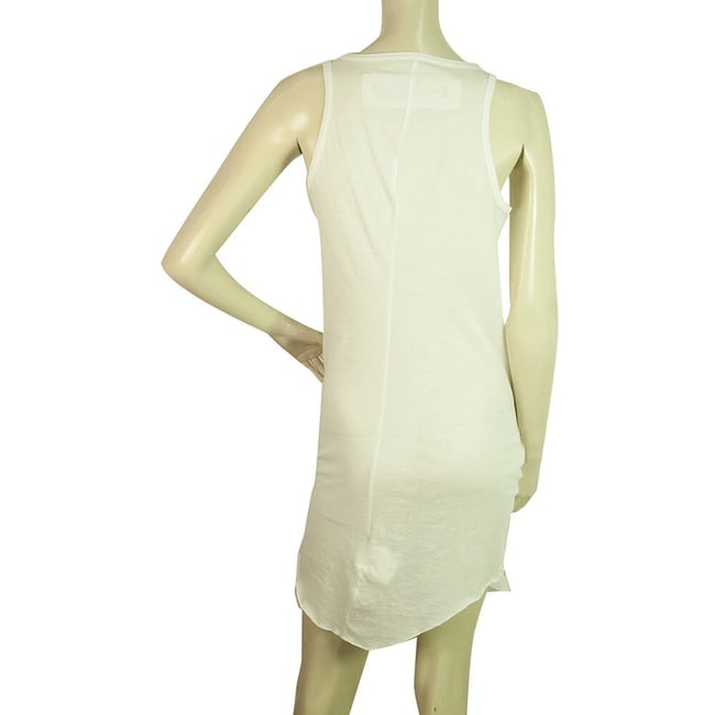 Rundholz White Bodycon Asymmetrical Length Cotton Sleeveless Tank Mini Dress S - 2