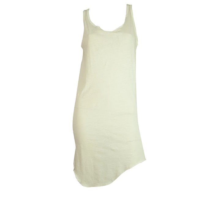 Rundholz White Bodycon Asymmetrical Length Cotton Sleeveless Tank Mini Dress S - 6