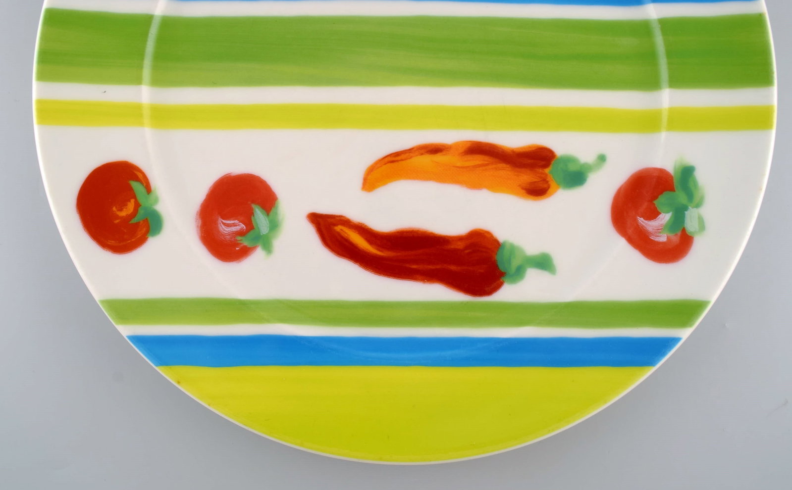 Rosenthal Designers Guild. Orchard Collection. Three large porcelain cover plates. Striped design, - 4