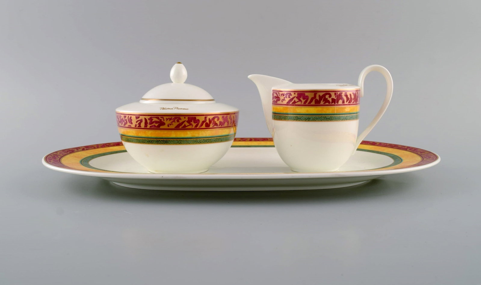 Paloma Picasso for Villeroy & Boch. "My way" porcelain sugar / cream set with serving tray. Colorful - 3