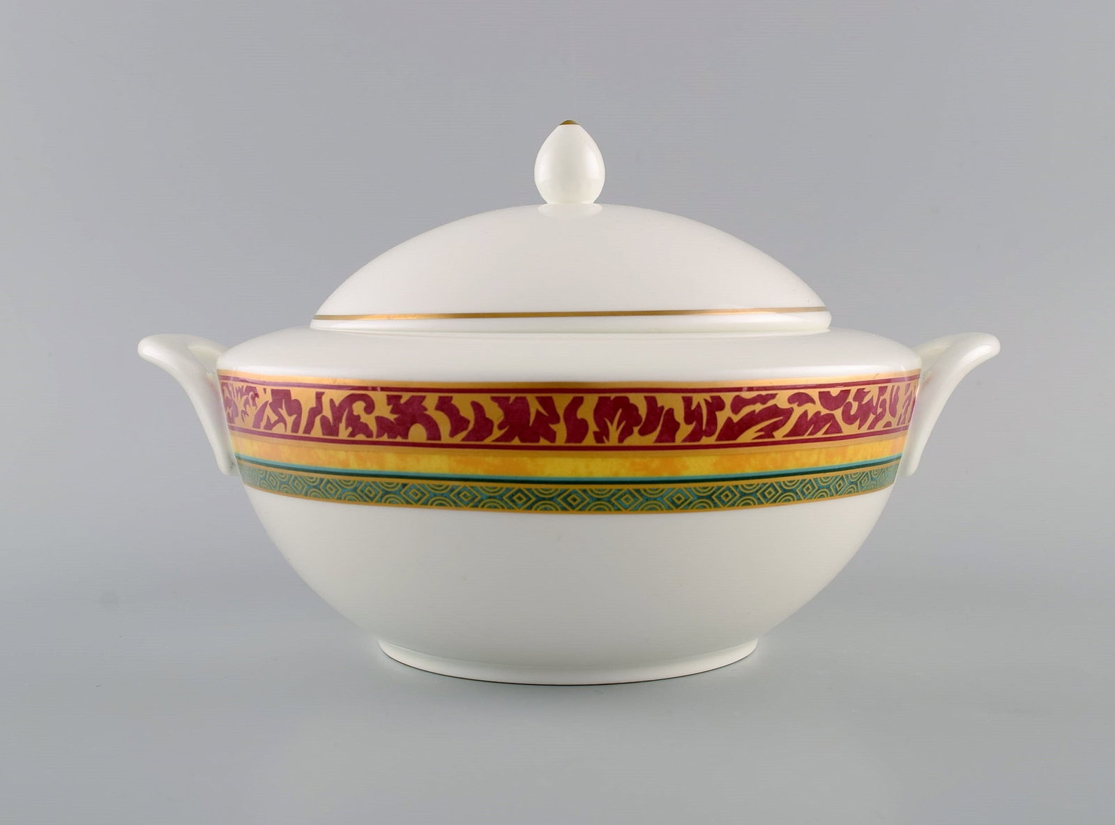 Paloma Picasso for Villeroy & Boch. "My way" porcelain lidded tureen. Colorful decoration. 1990s.: Title: Paloma Picasso for Villeroy & Boch. "My way" porcelain lidded tureen. Colorful decoration. 1990s. Description: Paloma Picasso for Villeroy & Boch. "My way" porcelain lidded tureen. Colorful dec