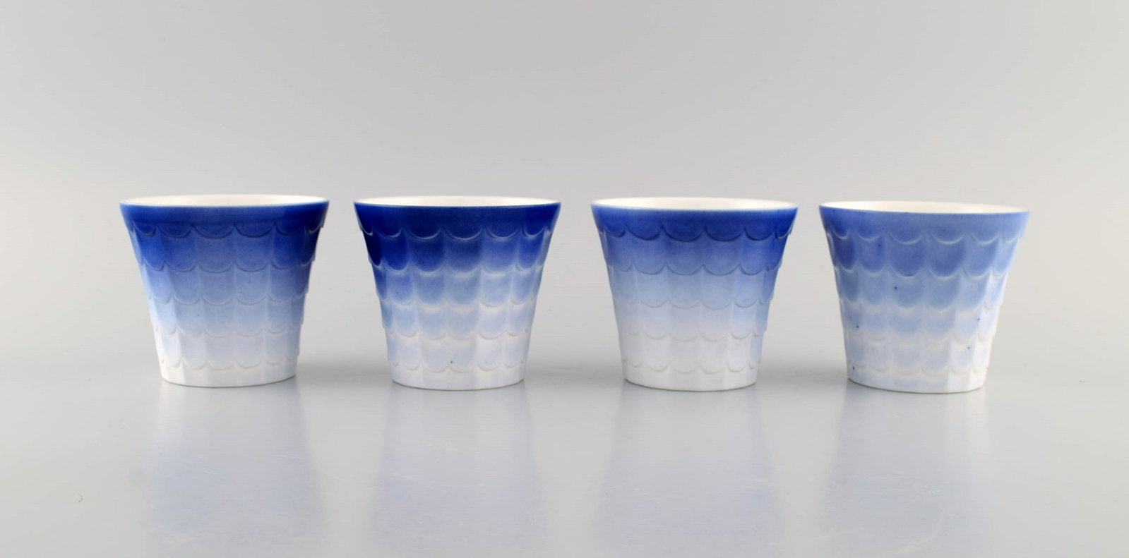 Wilhelm Kage for Gustavsberg. Four art deco herb pots in glazed porcelain. Swedish design, 1960s. (1 of 8)