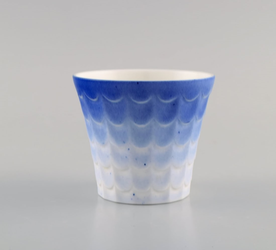 Wilhelm Kage for Gustavsberg. Four art deco herb pots in glazed porcelain. Swedish design, 1960s. - 5