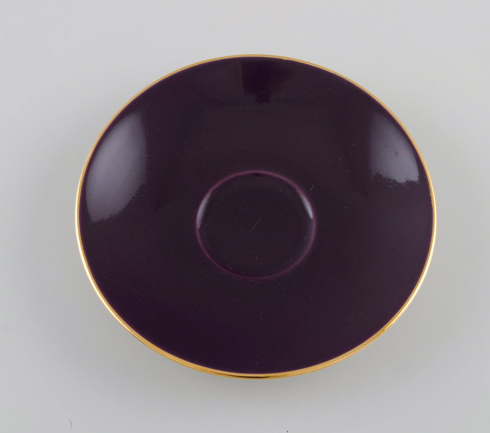 Three Royal Copenhagen / Aluminia Confetti mocha cups with saucers in purple glazed faience with - 5