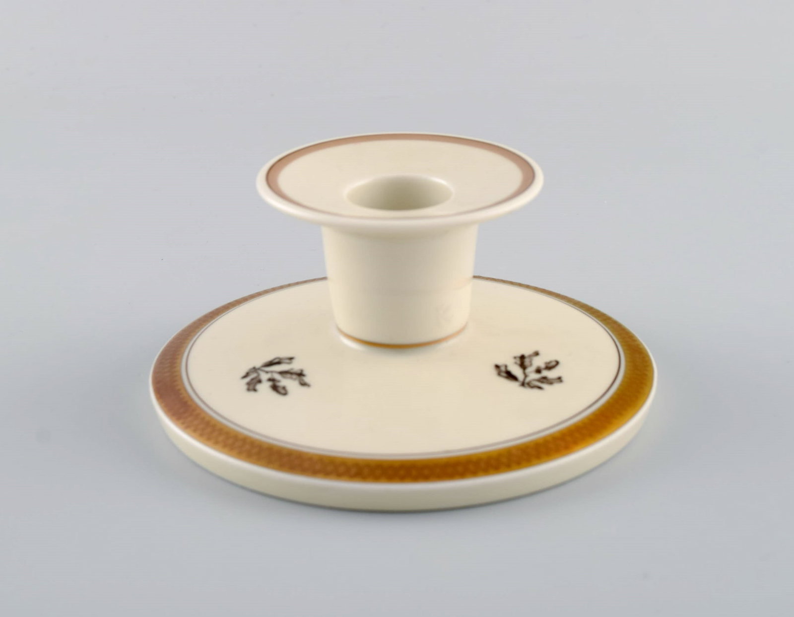 Royal Copenhagen Golden Horns. Candlestick, lidded bowl and small vase. 1960s. - 6