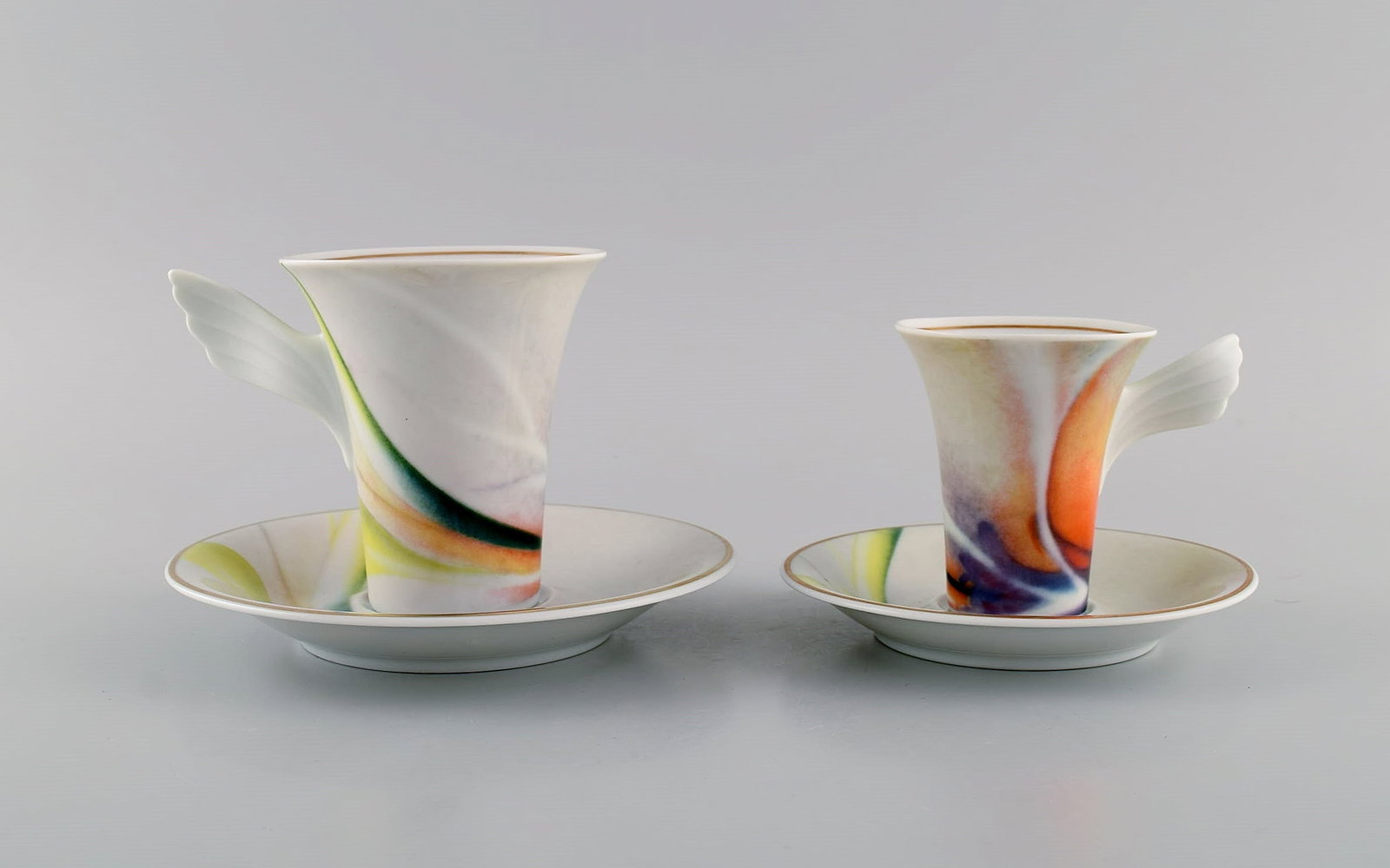 Paul Wunderlich for Rosenthal. Mythos coffee cup and mocha cup with saucers. 1980s / 90s. (1 of 6)
