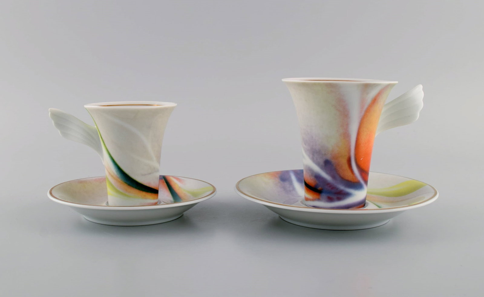 Paul Wunderlich for Rosenthal. Mythos coffee cup and mocha cup with saucers. 1980s / 90s. - 3