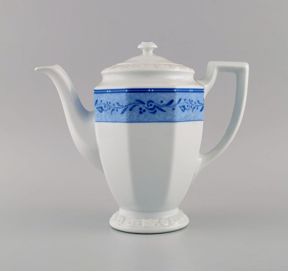 Rosenthal Classic coffee service for 10 people in porcelain with blue ribbon and flower decoration. - 3