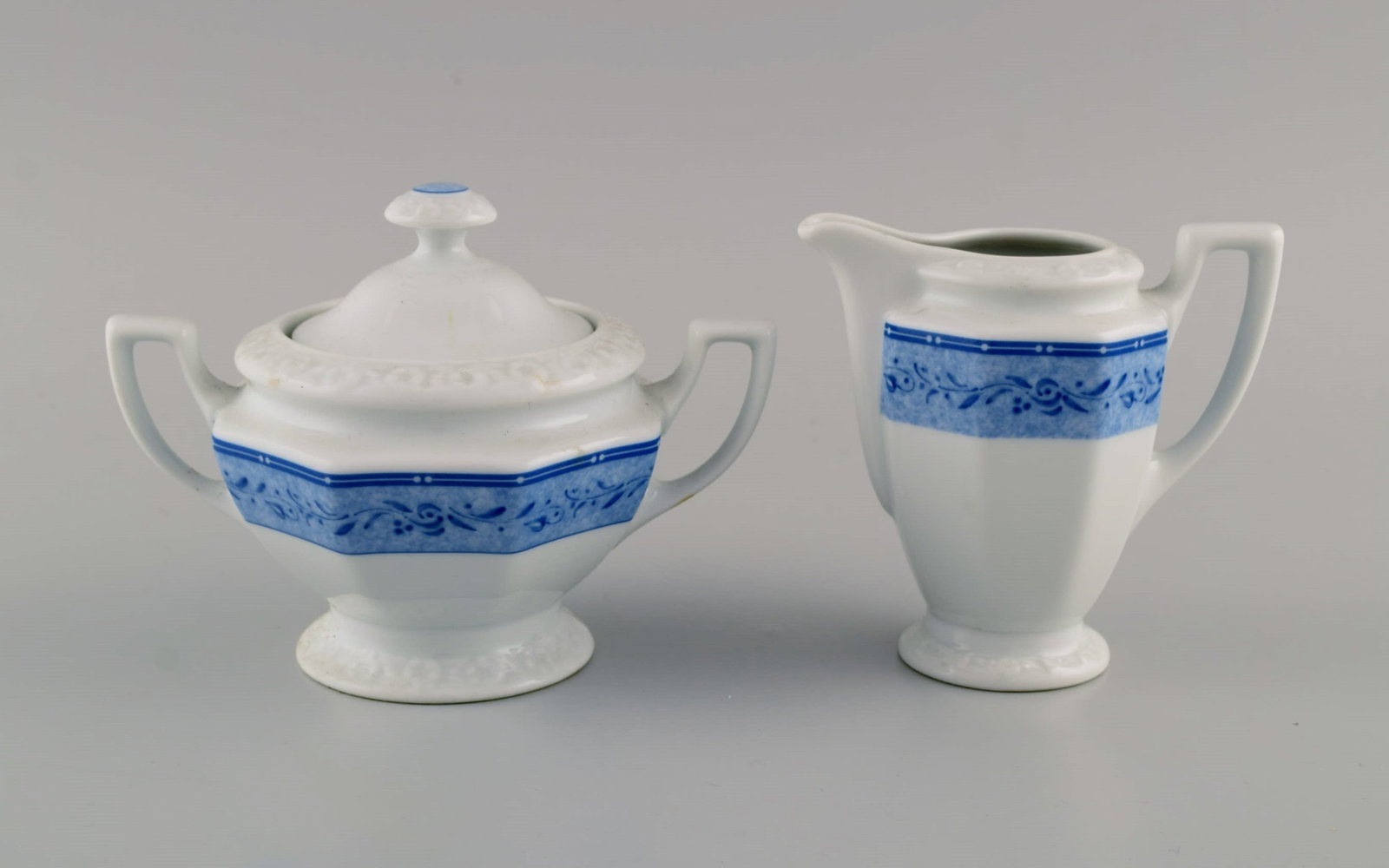 Rosenthal Classic coffee service for 10 people in porcelain with blue ribbon and flower decoration. - 5