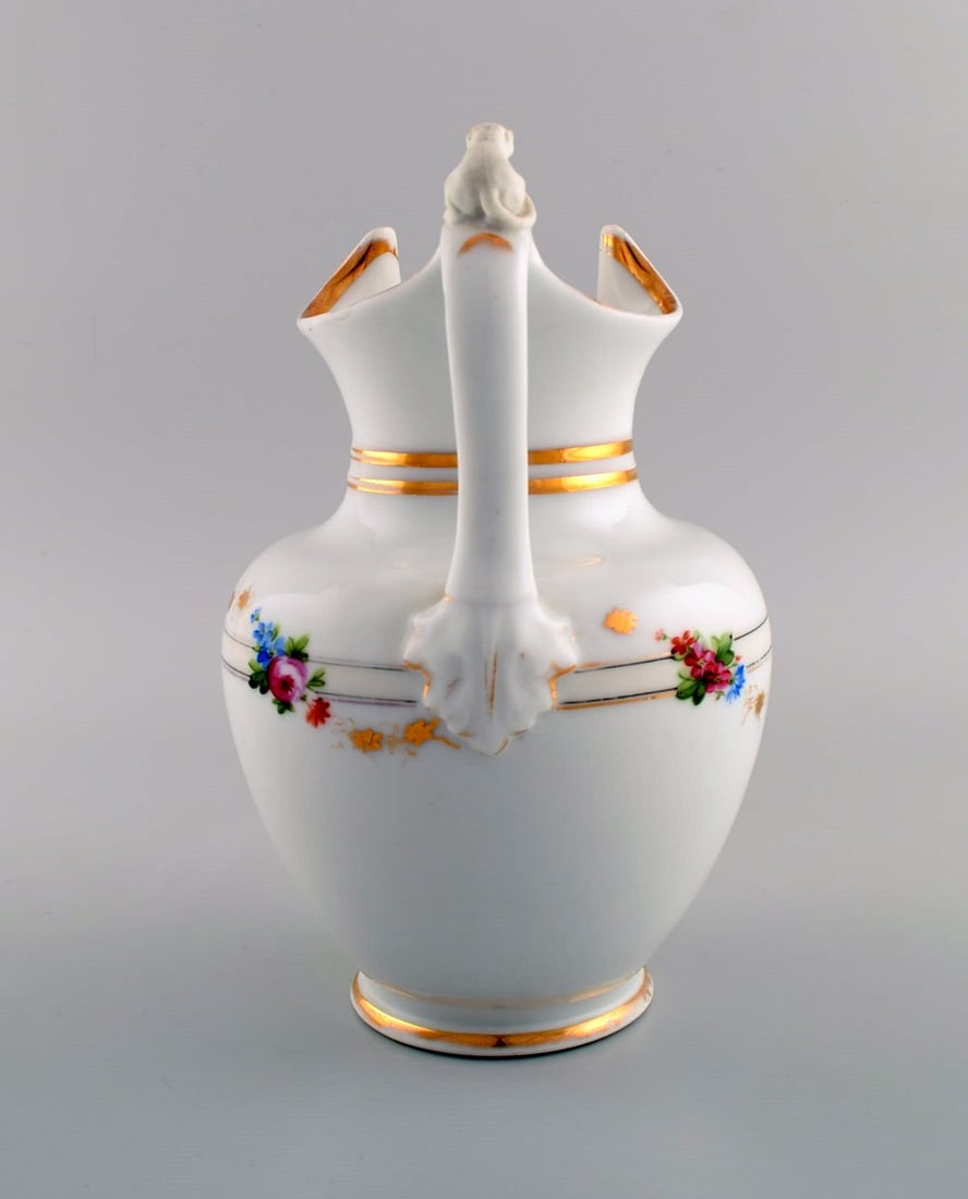 Antique Bing & Grondahl chocolate jug in porcelain modeled with a lion on the handle. Hand-painted - 8