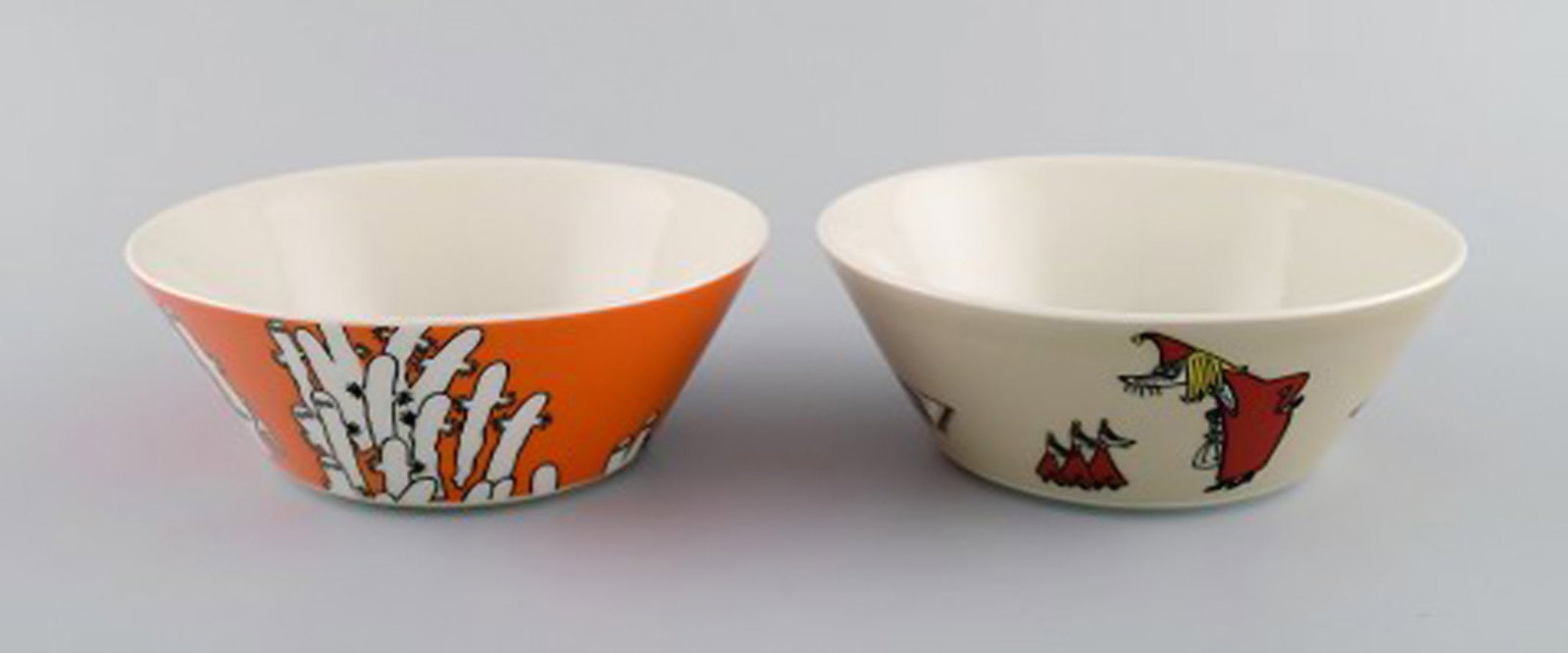 Arabia, Finland. Two porcelain bowls with motifs from "Moomin". Late 20th century. - 3