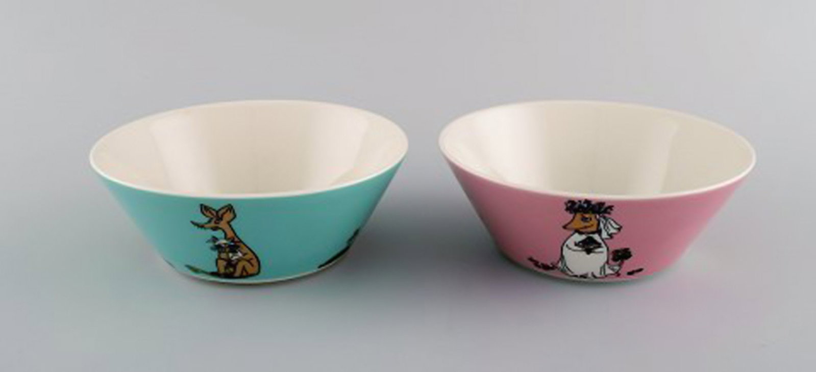 Arabia, Finland. Two porcelain bowls with motifs from "Moomin". Late 20th century. - 3