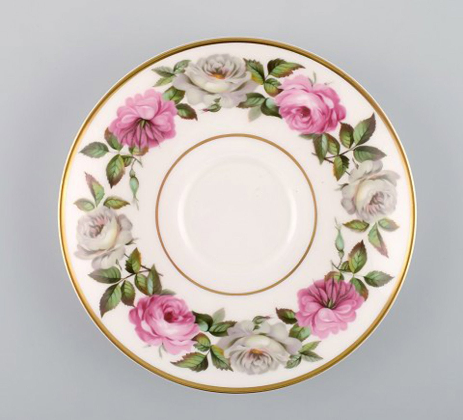 Royal Worcester, England. Complete tea service for seven people in porcelain with floral motifs. - 6