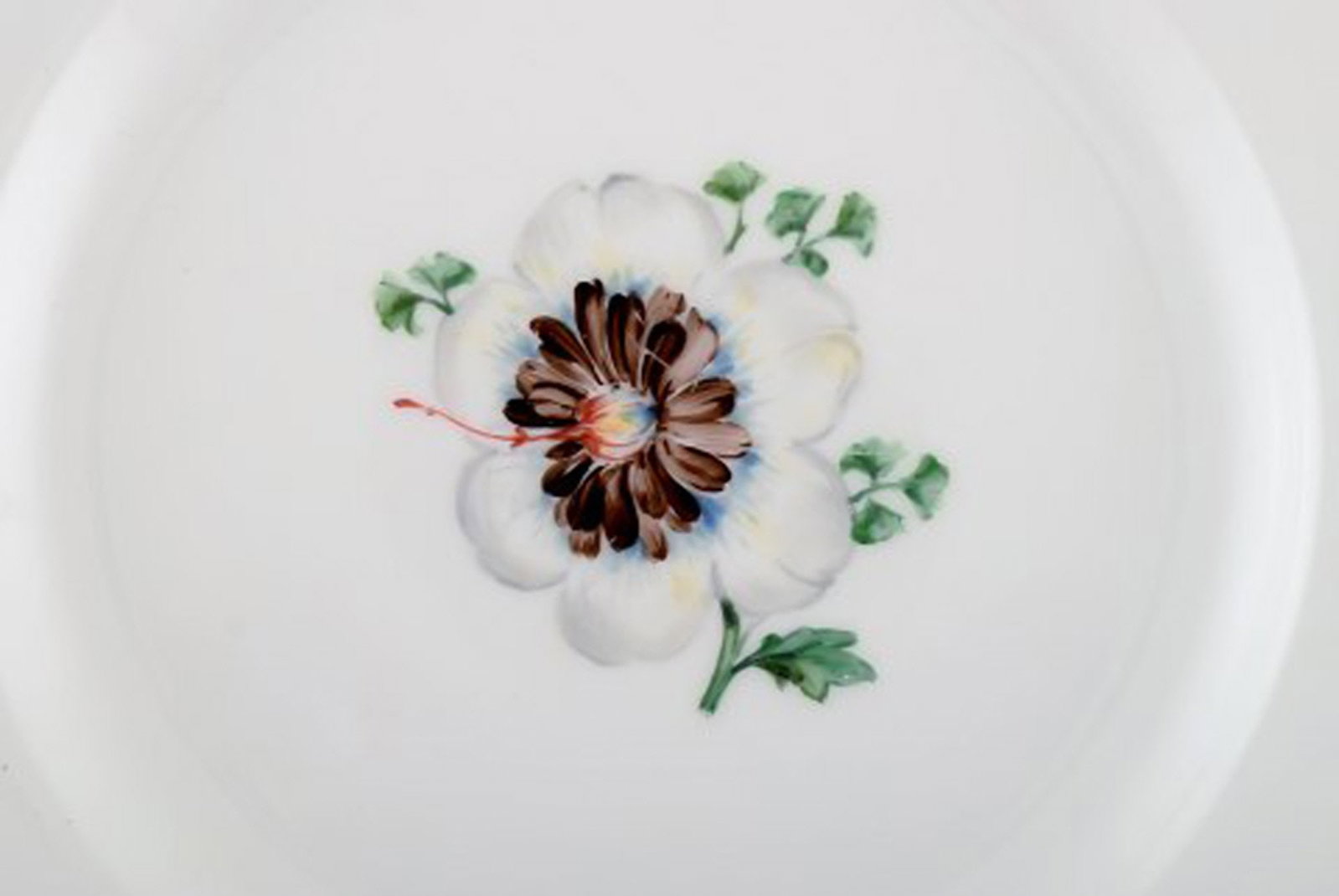 Five antique Royal Copenhagen plates in hand-painted porcelain with flowers and blue border with - 6