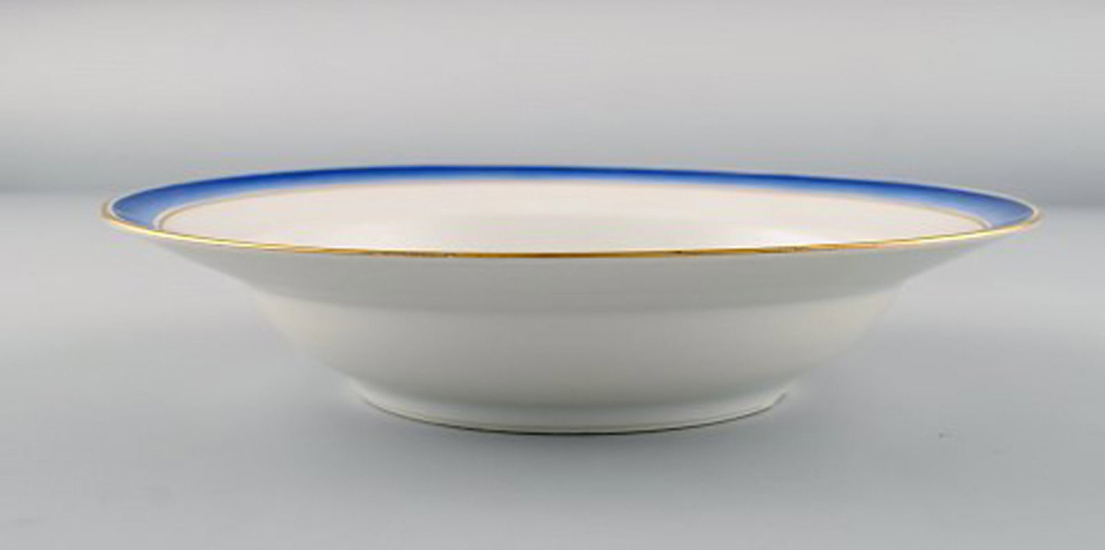 Four antique Royal Copenhagen deep plates in hand-painted porcelain with flowers and blue edge with - 6