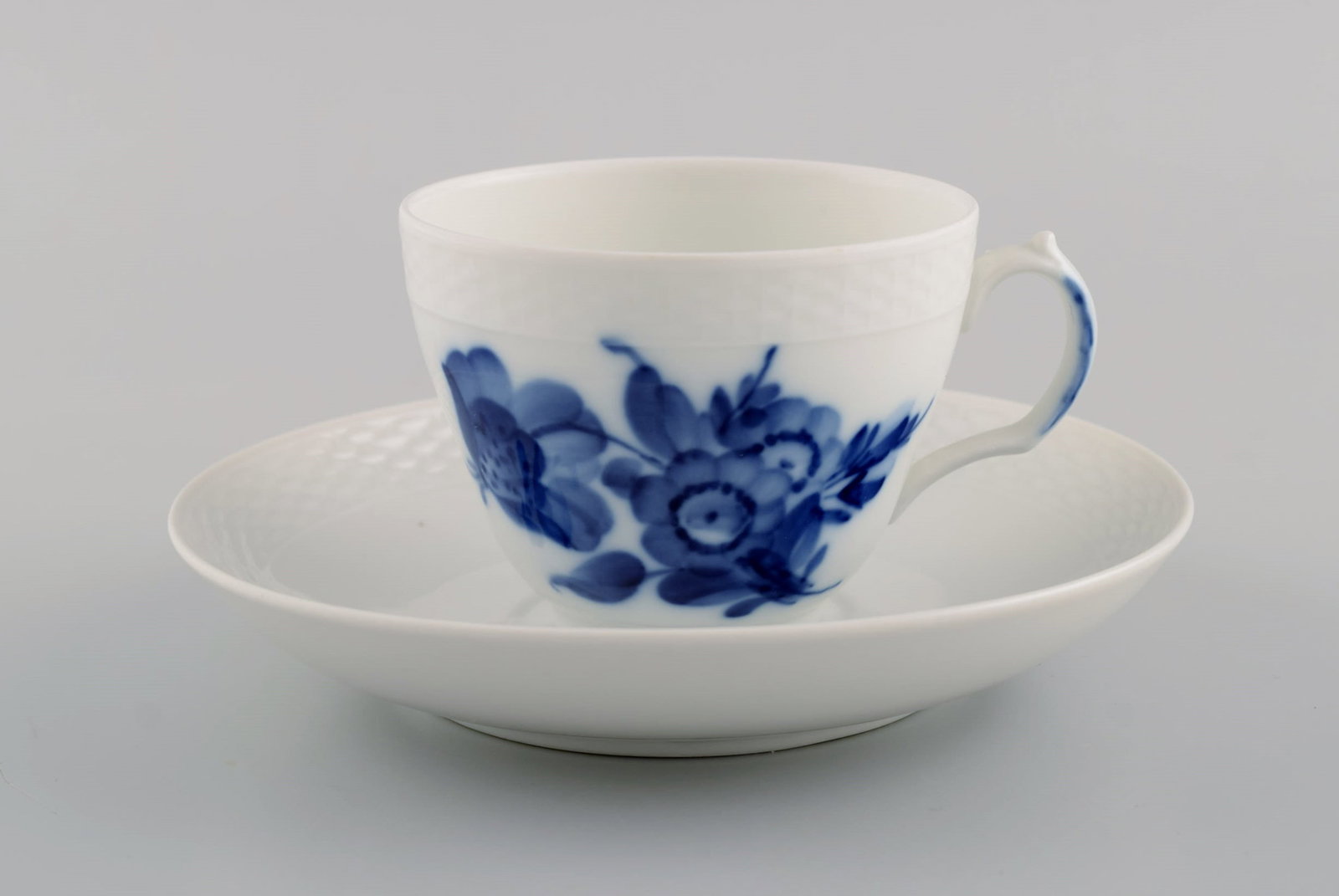 Five Royal Copenhagen Blue Flower Braided coffee cups with saucers. Mid 20th century. Model number - 3