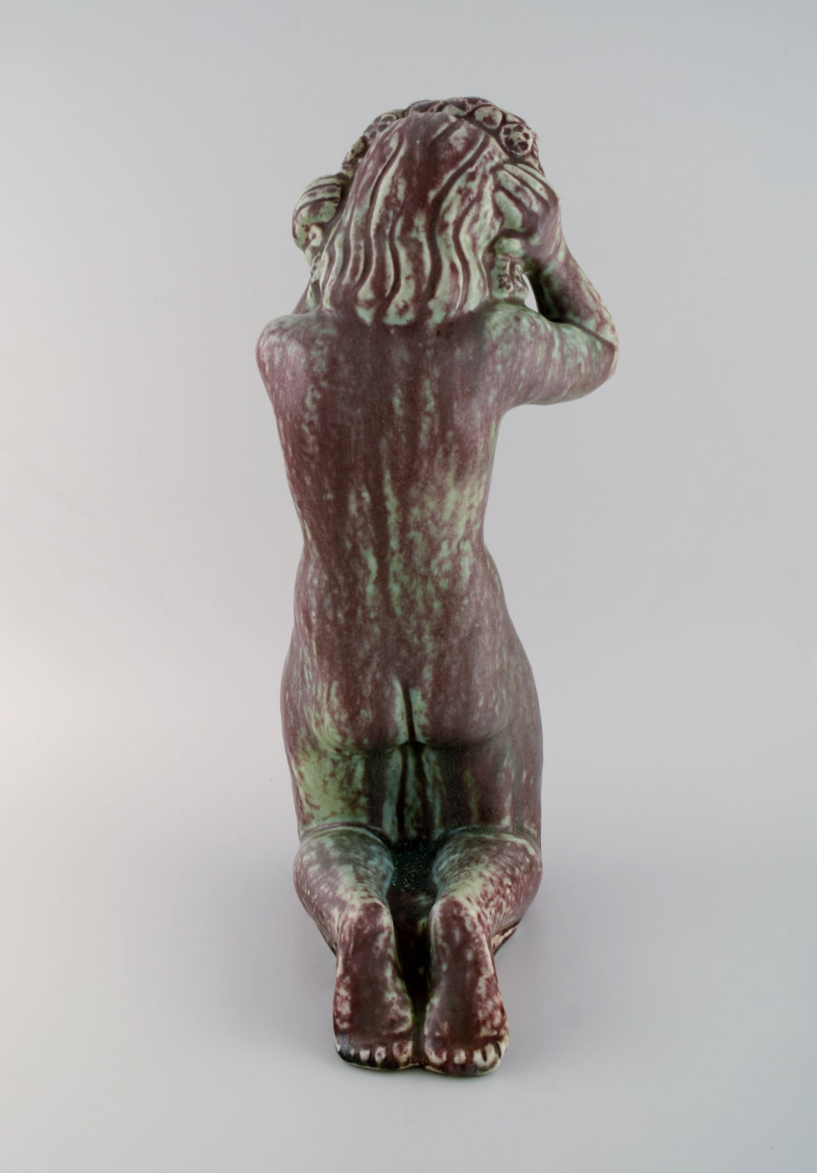 Harald Salomon for Rorstrand. Large unique sculpture of naked woman in glazed stoneware. Dated 1944. - 6