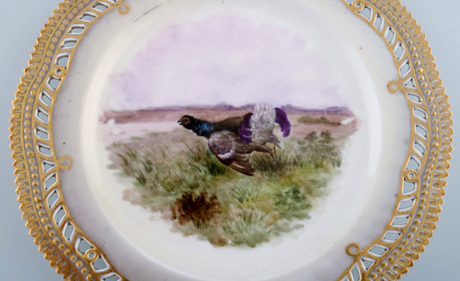 Early and rare Royal Copenhagen Fauna Danica plate in hand-painted porcelain with hunting motif and - 3