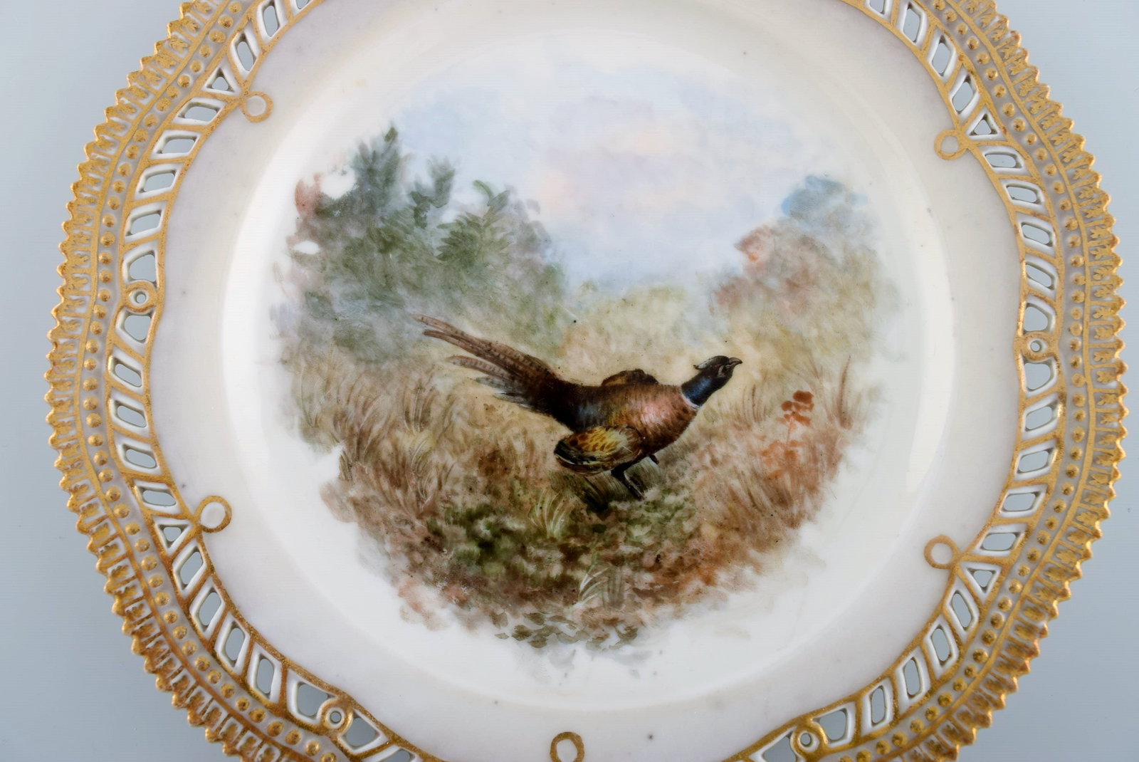 Early and rare Royal Copenhagen Fauna Danica plate in hand-painted porcelain with hunting motif and - 3