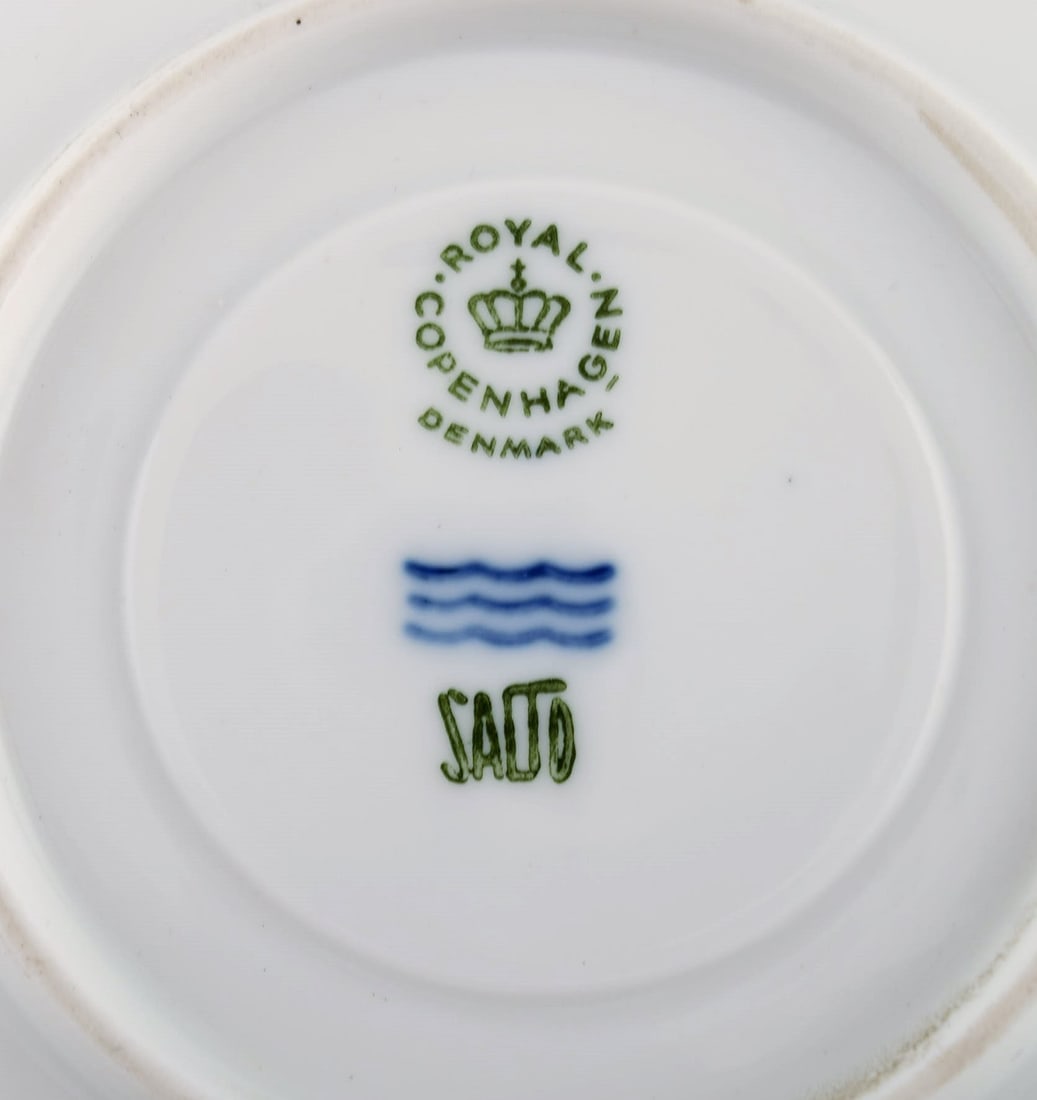 Royal Copenhagen. Salto Service, White. Six bouillon cups with saucers. 1960s. - 6