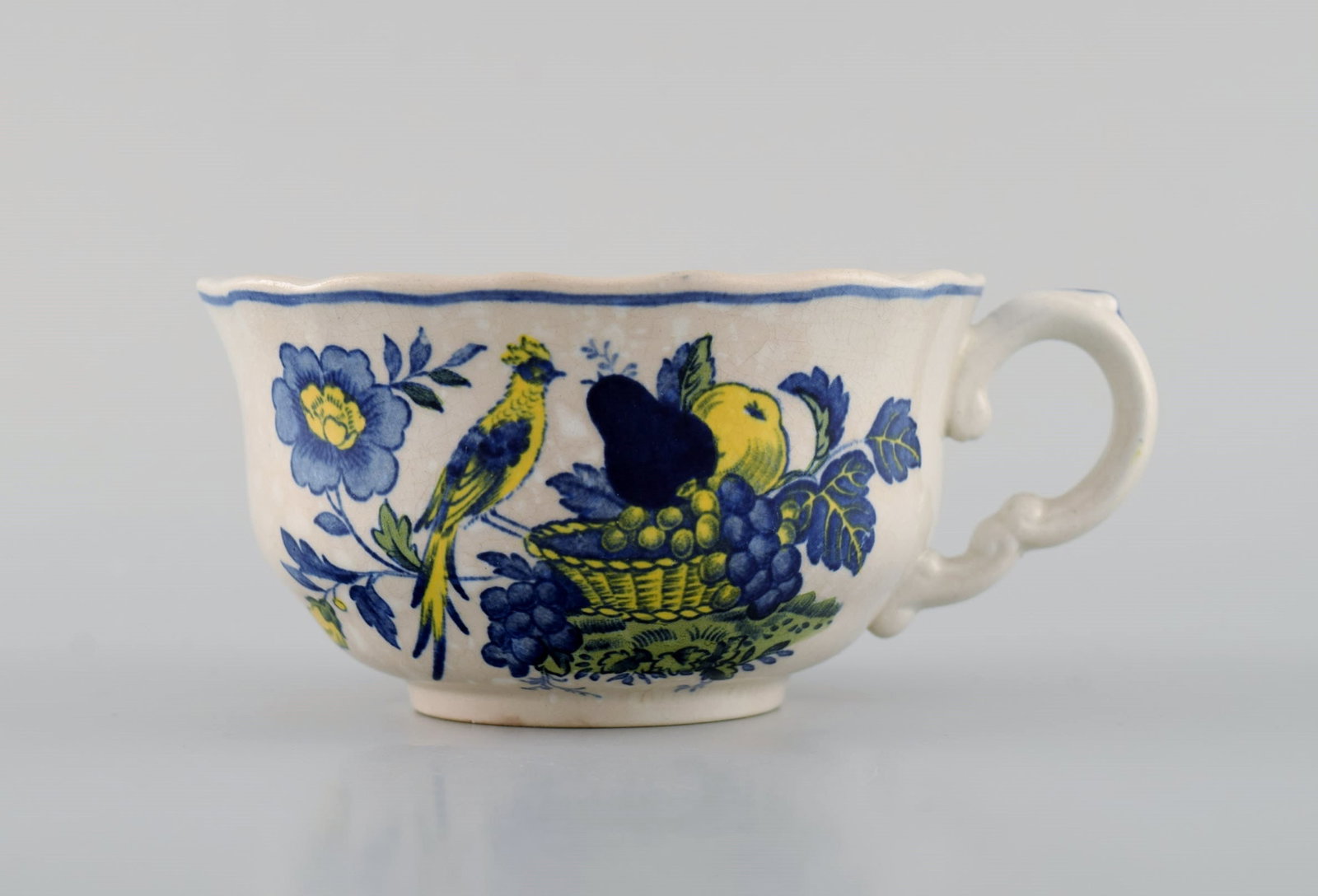 Spode, England. Blue Bird service in hand-painted porcelain. Two teacups with saucers, two plates - 6