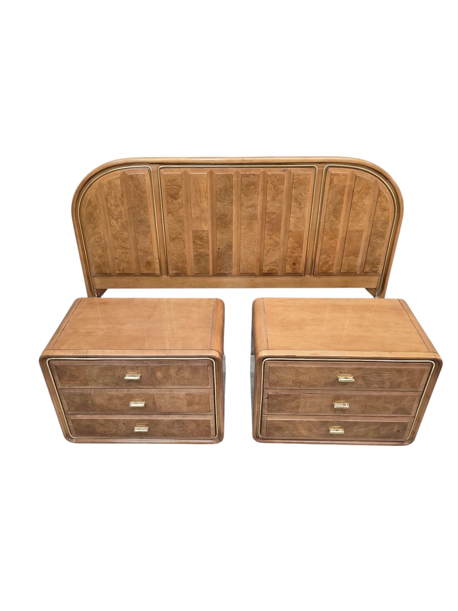 Mid Century Modern Headboard and Nightstands Set by American of Martinsville - 3