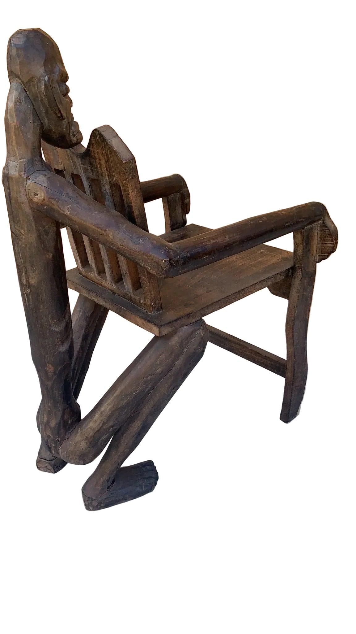 Antique African Figural Carved Armchairs - Set of 2 - 5