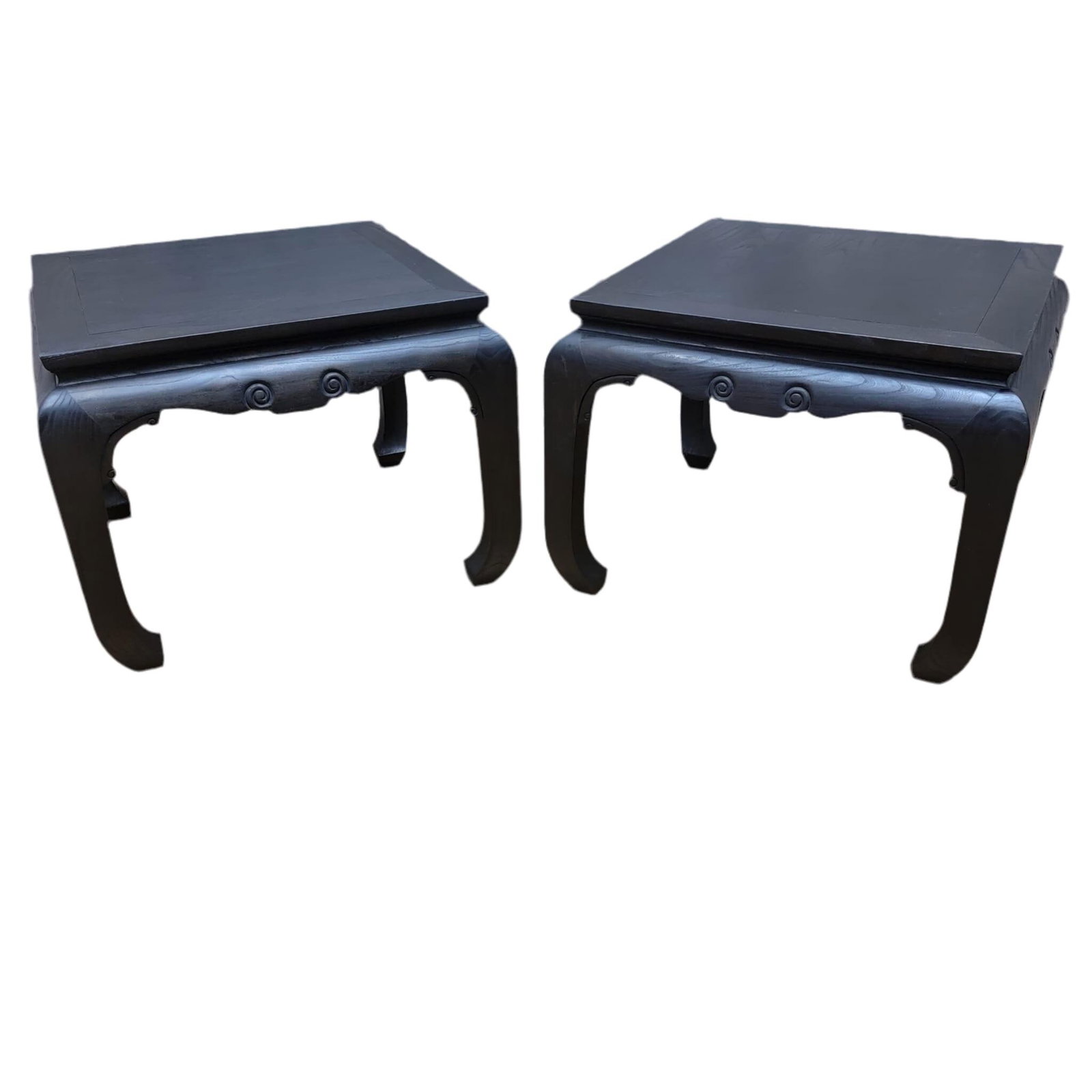 Antique Shanxi Province Black Lacquer Elm Side Table - Pair - 2